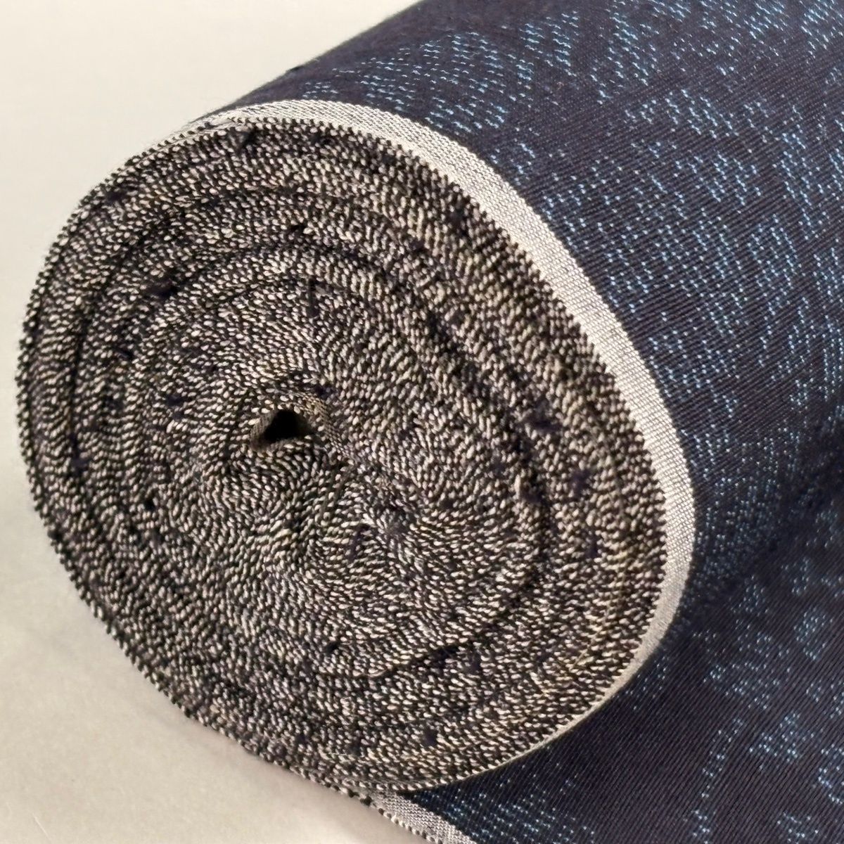  反物 秀品 紬 証紙有 扇面 麻の葉 紺色 正絹 その他 着物反物