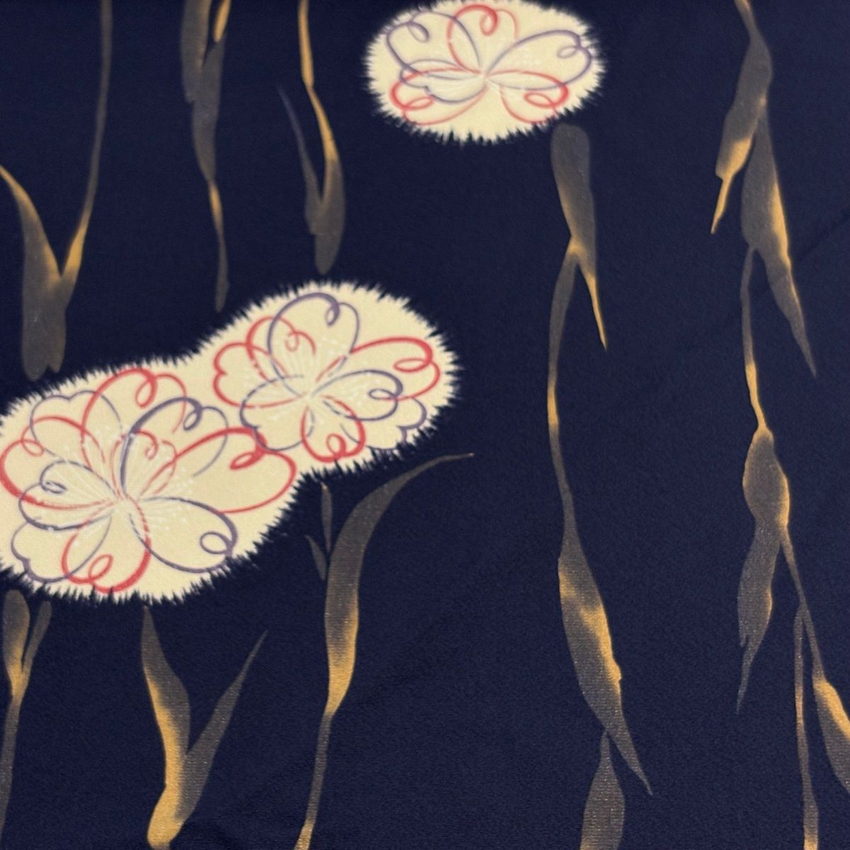 反物 秀品 小紋 草花 金彩 濃紫 正絹 【中古】 - メルカリ