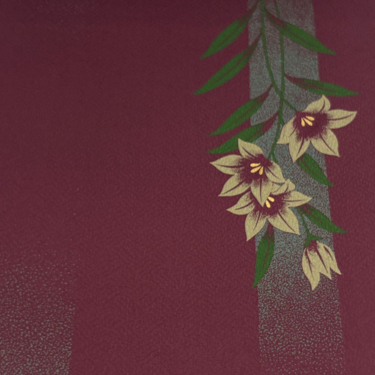 反物 秀品 小紋 草花 金彩 小豆色 正絹