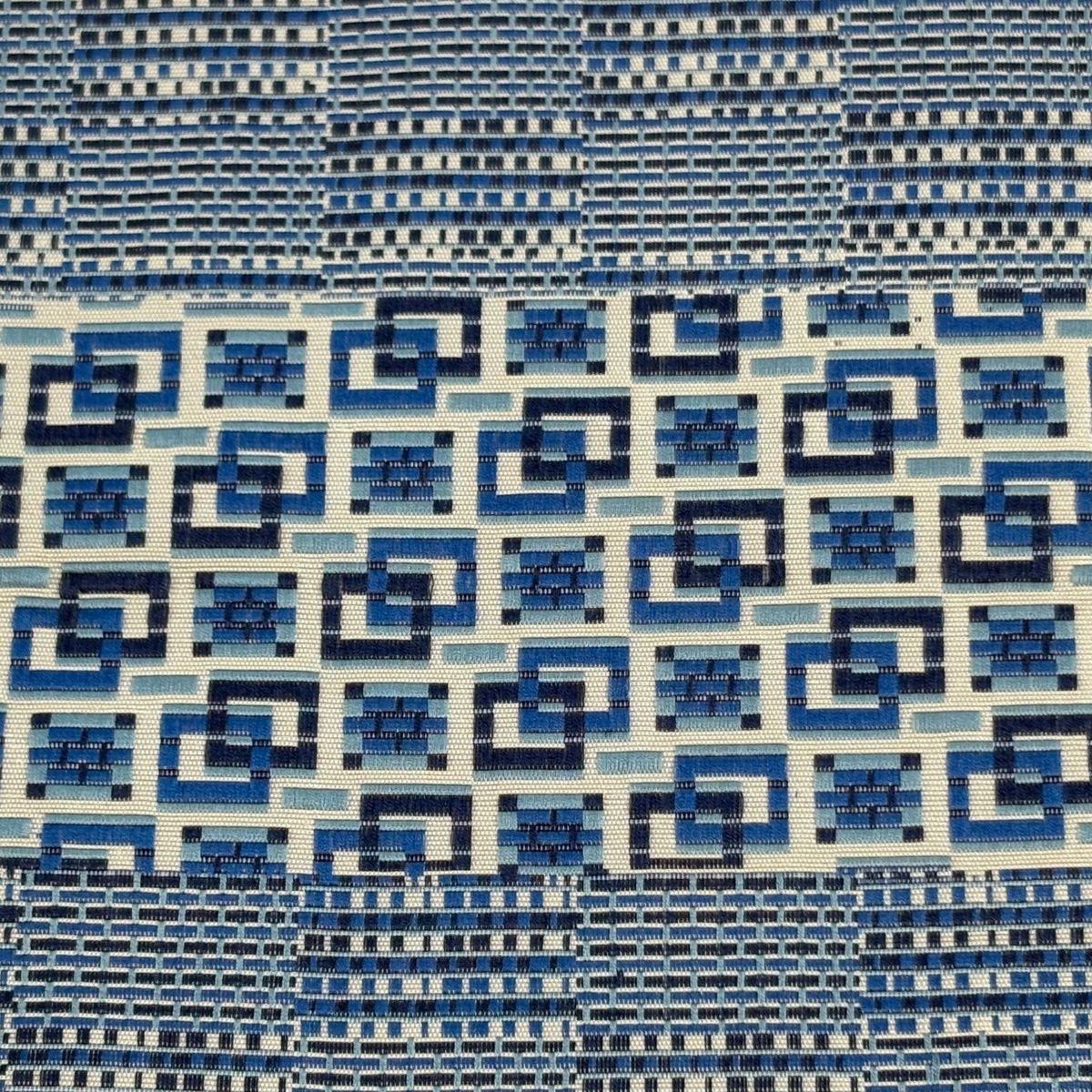 半幅帯 博多織 証紙 幾何学 水色 正絹