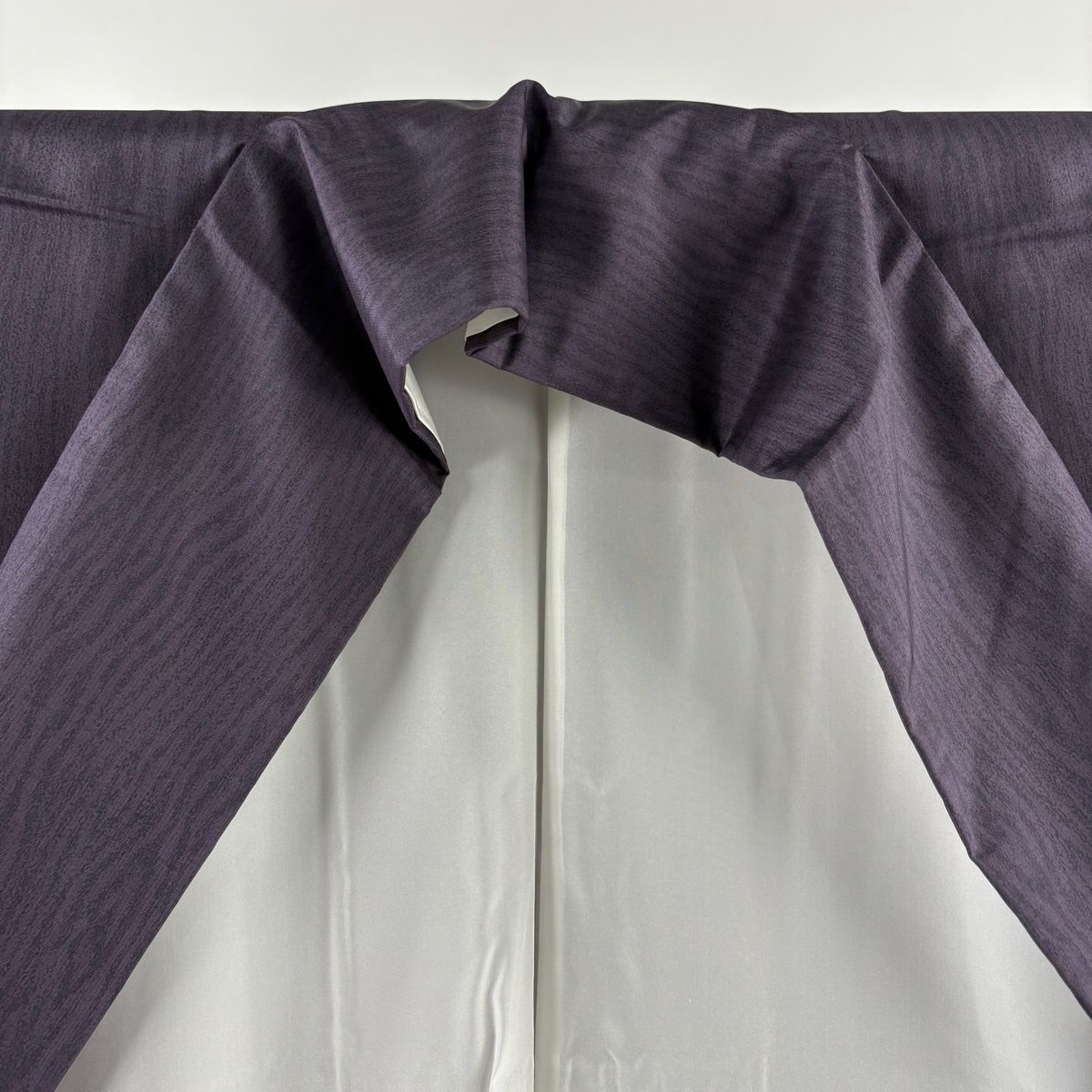  付下げ 身丈168 cm 裄丈70 L 袷 紬地 袋帯セット 木目 ぼかし 紫 正絹 秀品 訪問着 付け下げ 着物