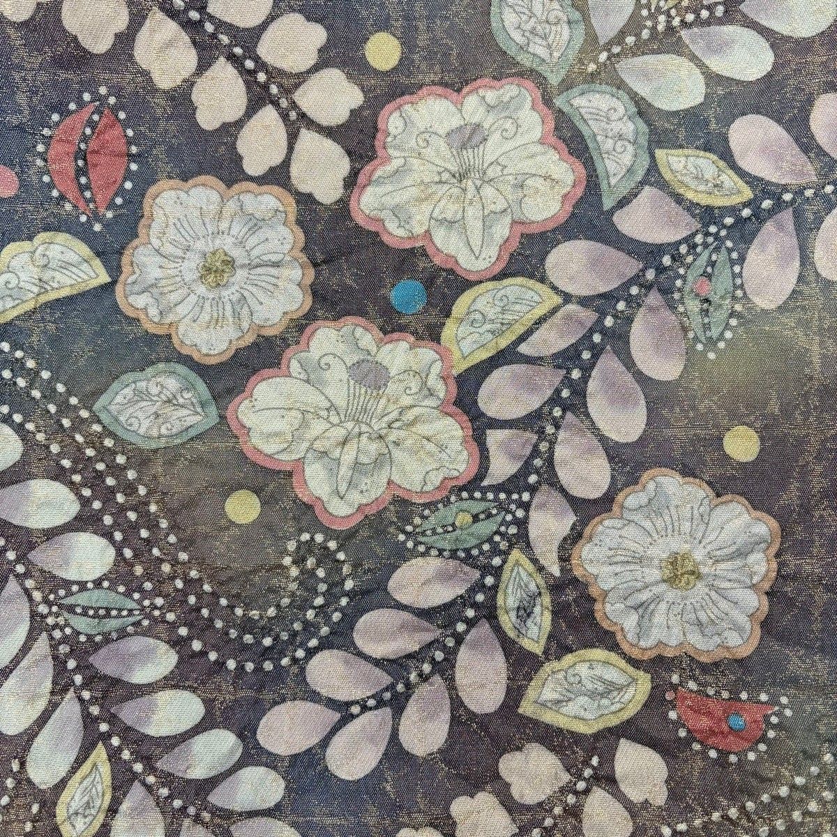 美品】 訪問着 身丈163cm 裄丈64.5cm M 袷 袋帯セット 落款 辻が花柄