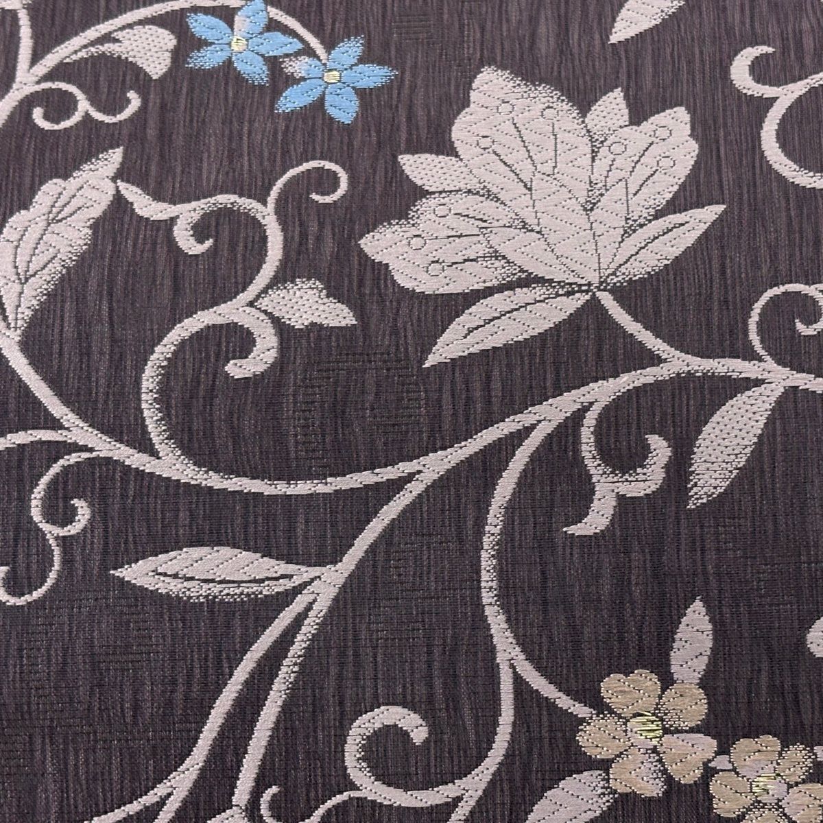 名古屋帯 秀品 花唐草 箔 唐織 灰紫 正絹
