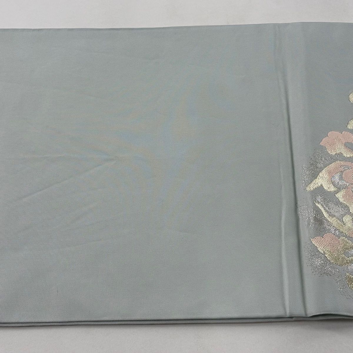 袋帯 秀品 川島織物 落款 本袋帯 華文 箔 金銀糸 薄緑 お太鼓柄 正絹