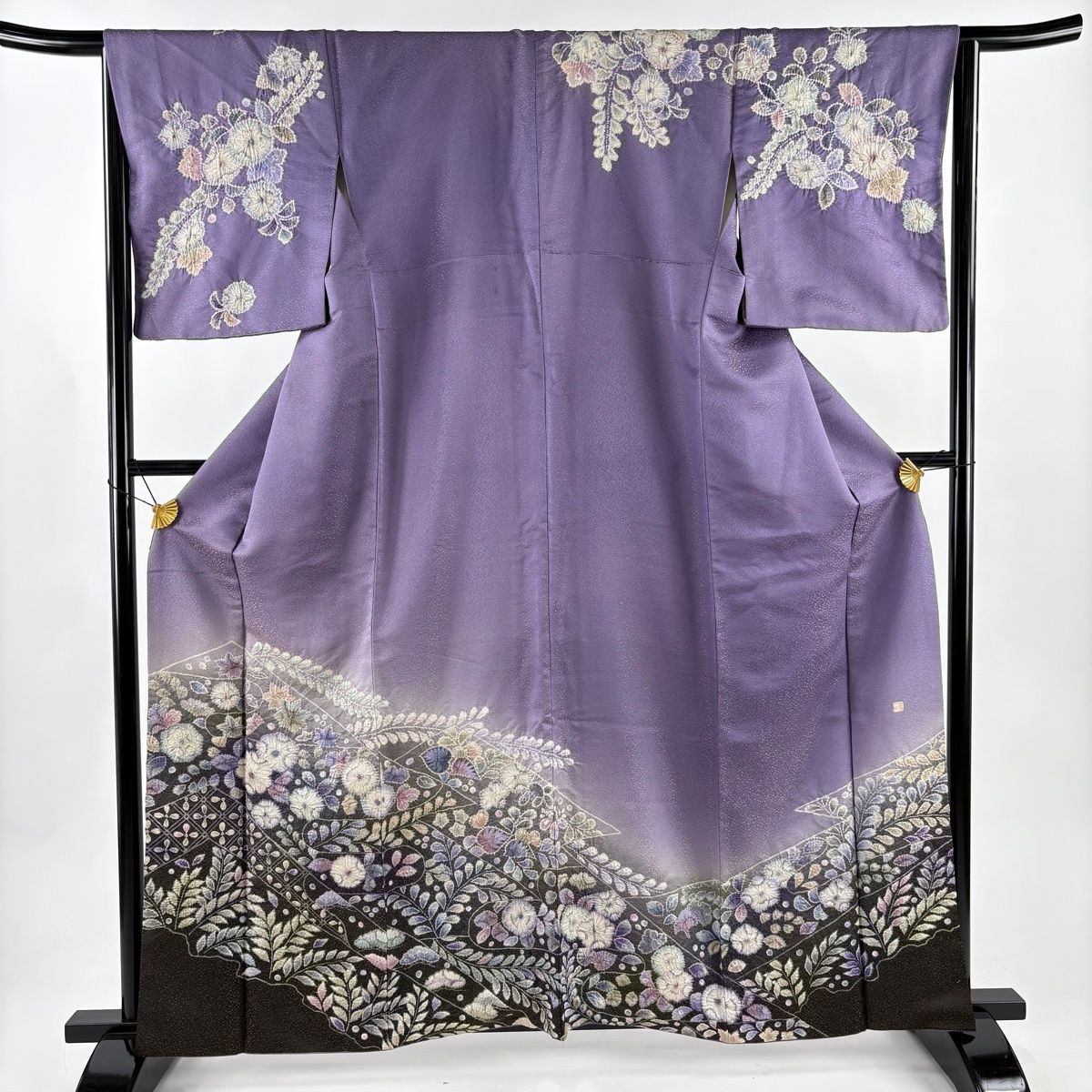 訪問着 身丈161cm 裄丈65cm M 袷 鈴乃屋 落款 辻が花 松 金通し ぼかし