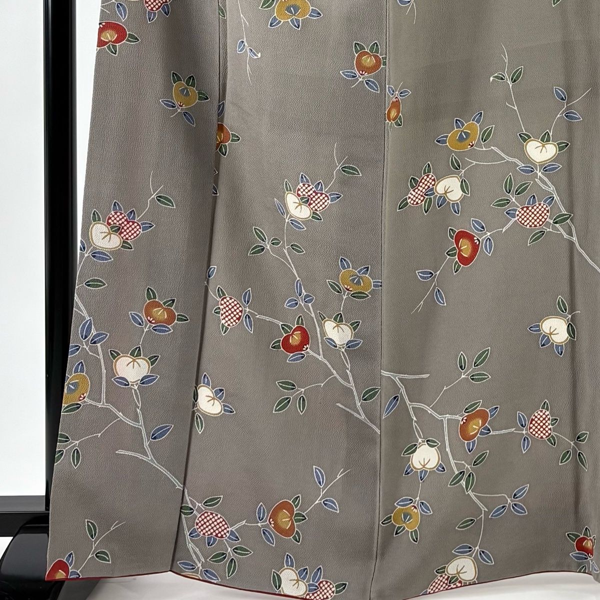 小紋 身丈166 cm 裄丈65 M 袷 栗山吉三郎 落款 橘 灰色 正絹 名品