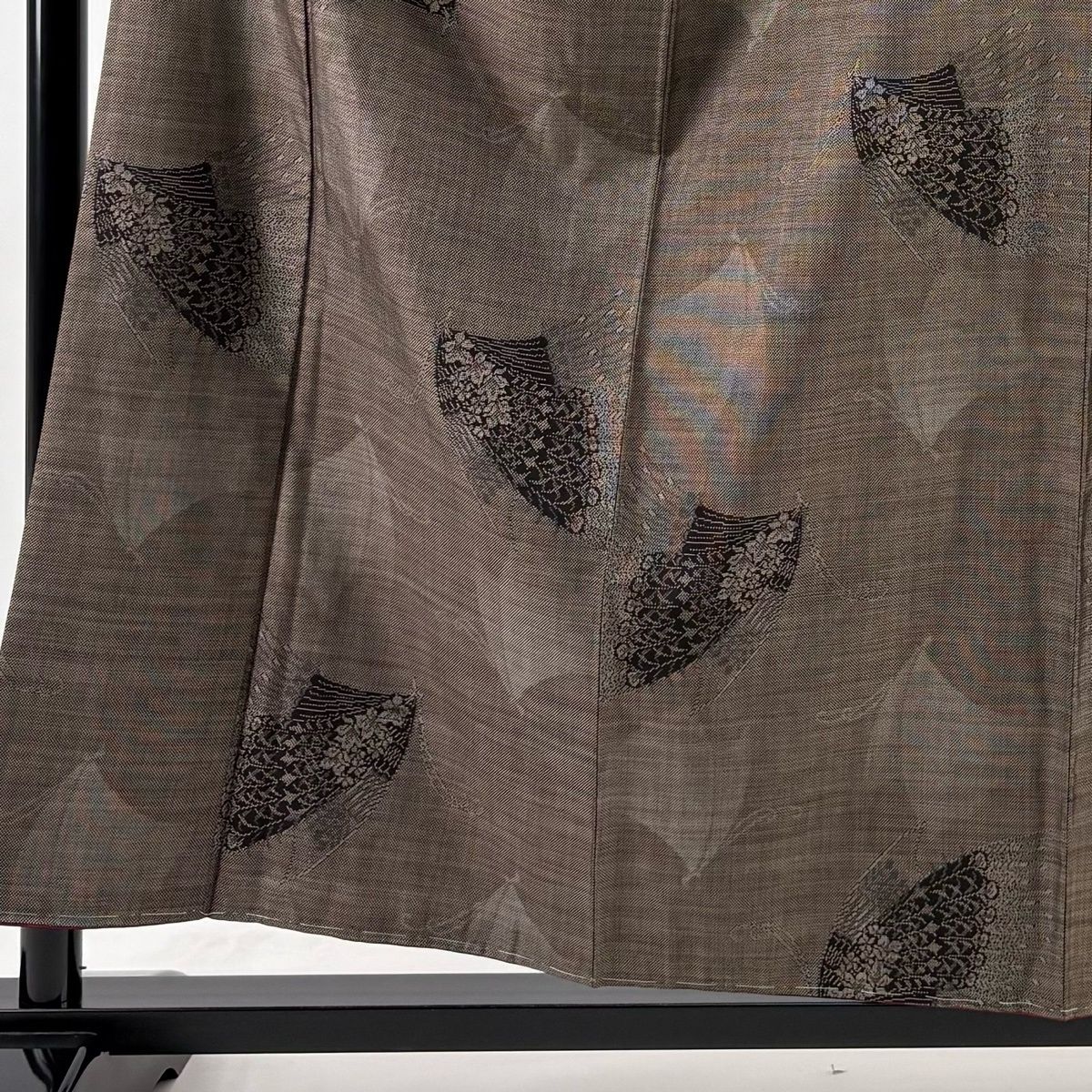 大島紬 身丈157.5 cm 裄丈63.5 S 袷 純泥染 証紙 蝶 焦茶色 正絹 名品