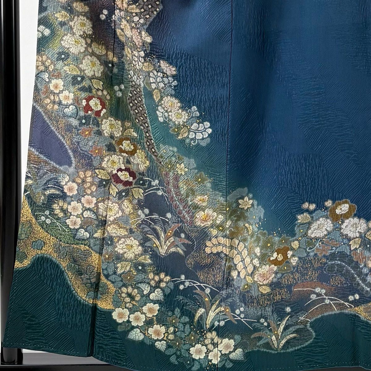 訪問着 身丈157.5 cm 裄丈65 M 袷 吉乃一廉 落款 辻が花 七宝文 金彩 濃紺 正絹