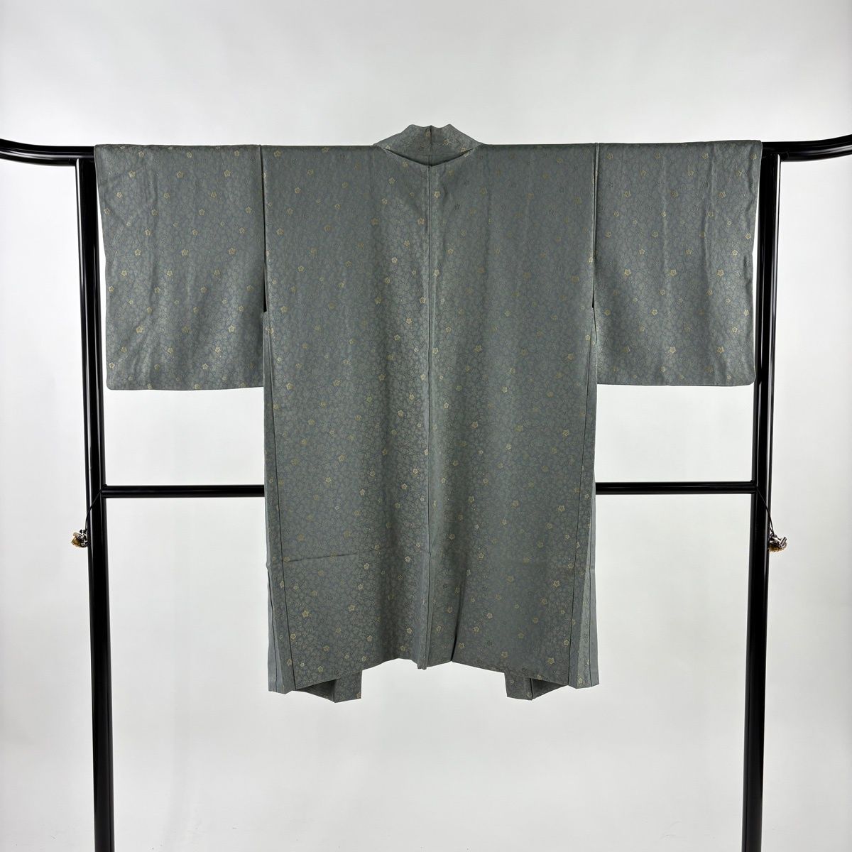 羽織 身丈104.5 cm 裄丈64 M お召地 梅 若松 灰緑 正絹
