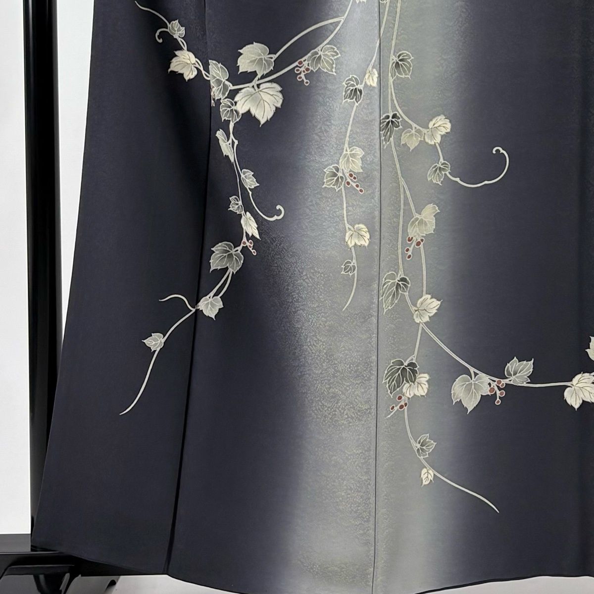 訪問着 身丈160 cm 裄丈66.5 M 袷 葡萄 ぼかし 墨色 正絹