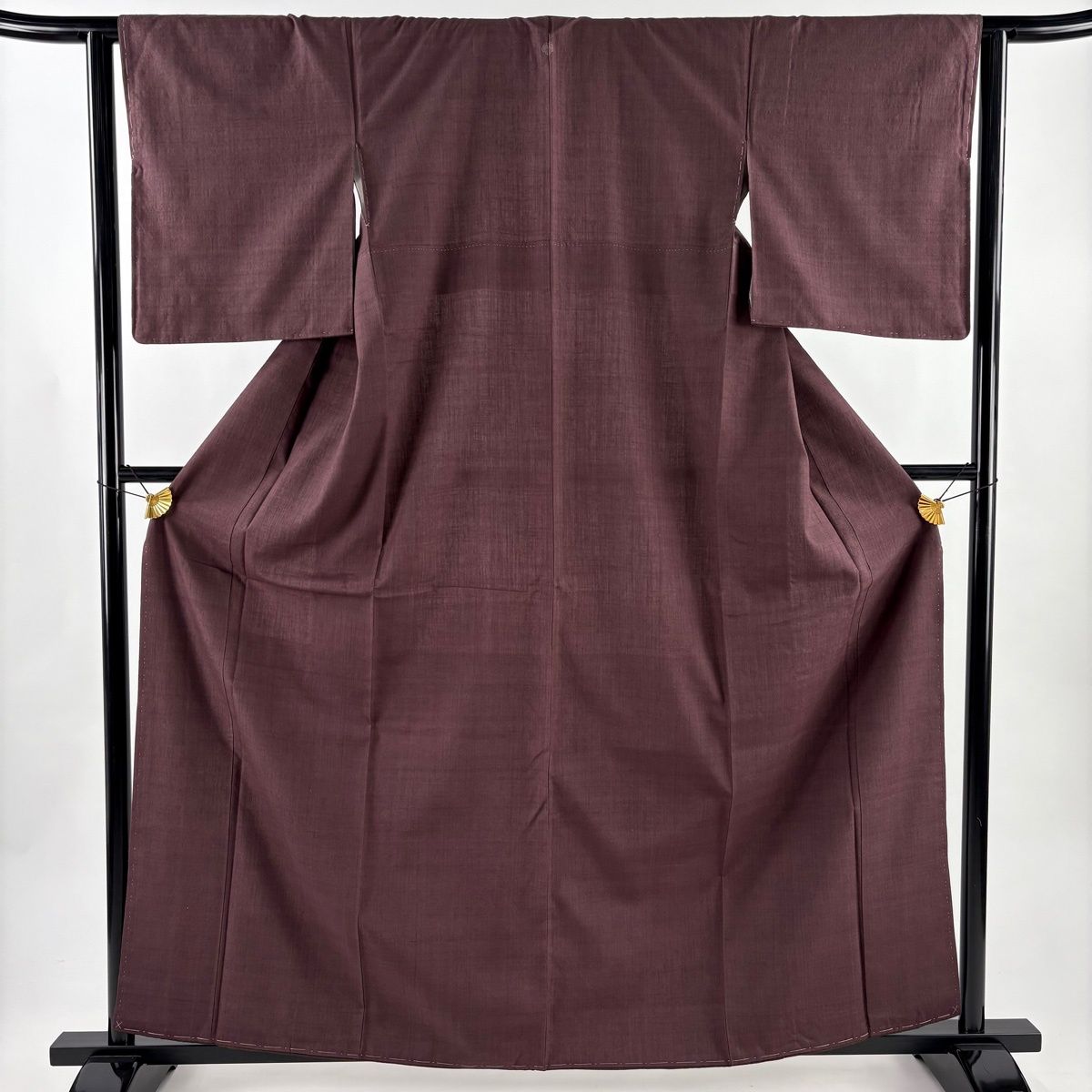 結城紬 身丈162 cm 裄丈63.5 S 袷 本場結城紬 証紙 紫 正絹 一つ紋
