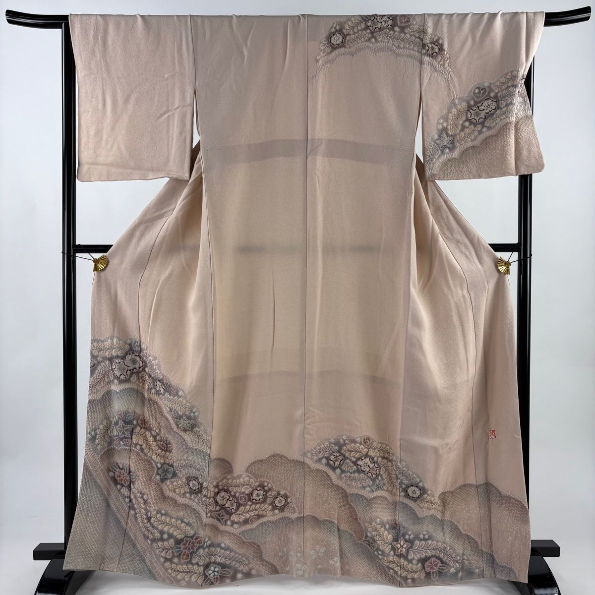 訪問着 身丈165cm 裄丈68.5cm L 袷 樋熊哲也 落款 辻が花 雲文 金通し