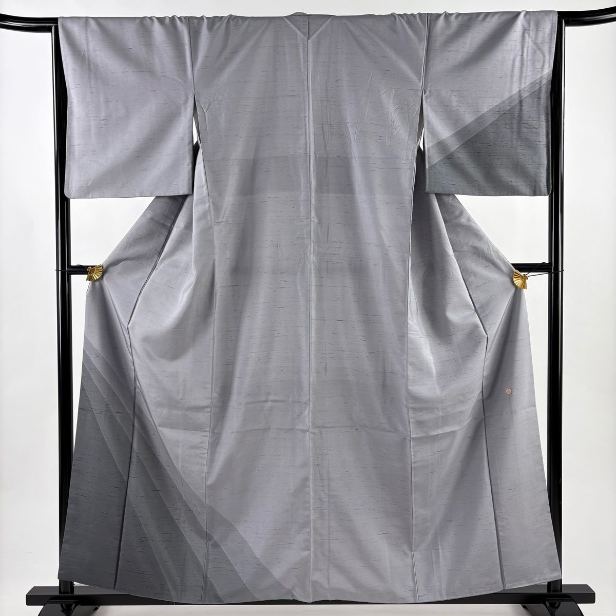 付下げ 身丈158 5 cm 裄丈66 M 袷 牛首紬地 落款 幾何学模様 灰紫 正絹