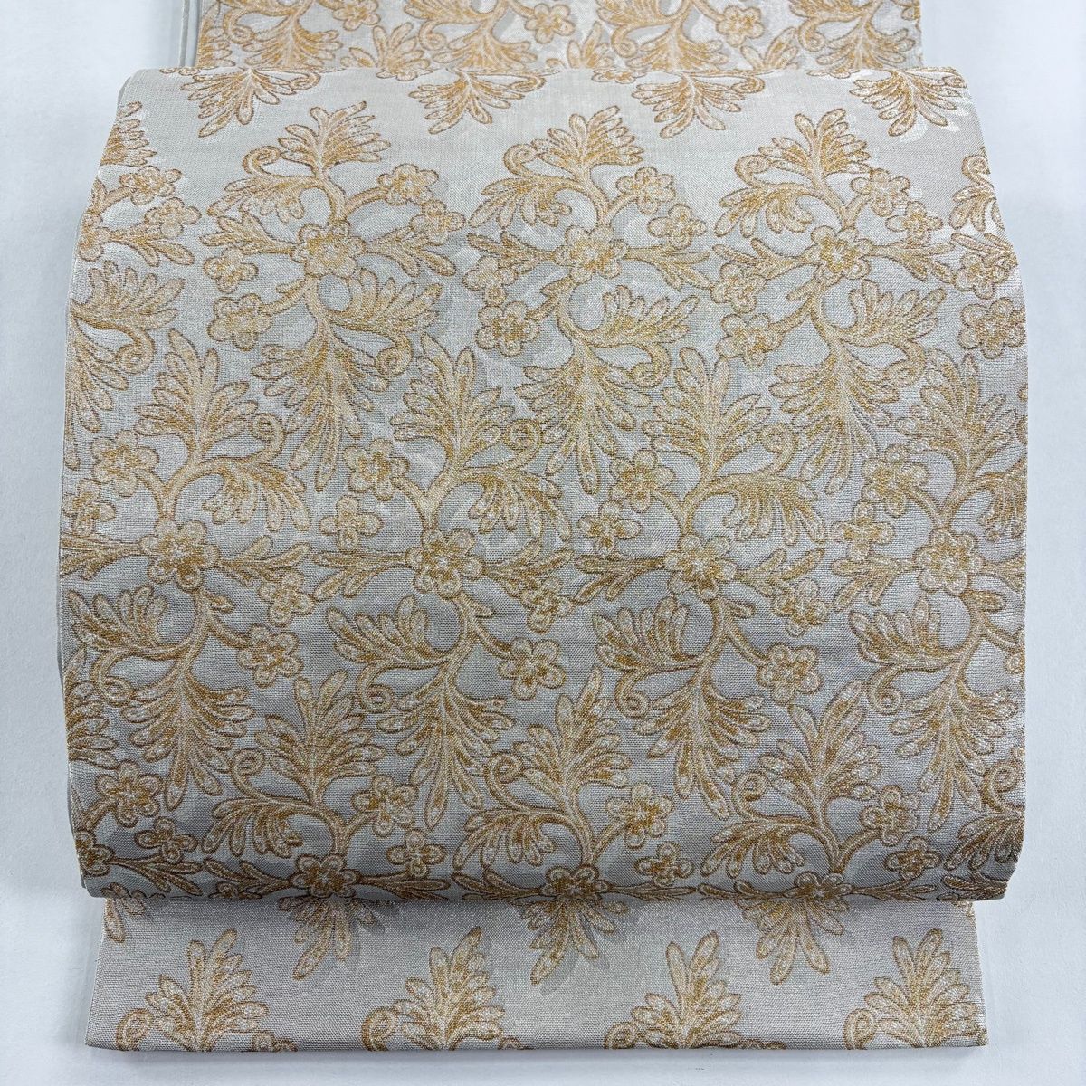 雪三郎の袋帯　撥水加工 薄いベージュ 植物模様 袋帯 雪三郎の袋帯 撥水加工 薄いベージュ 植物模様 袋帯