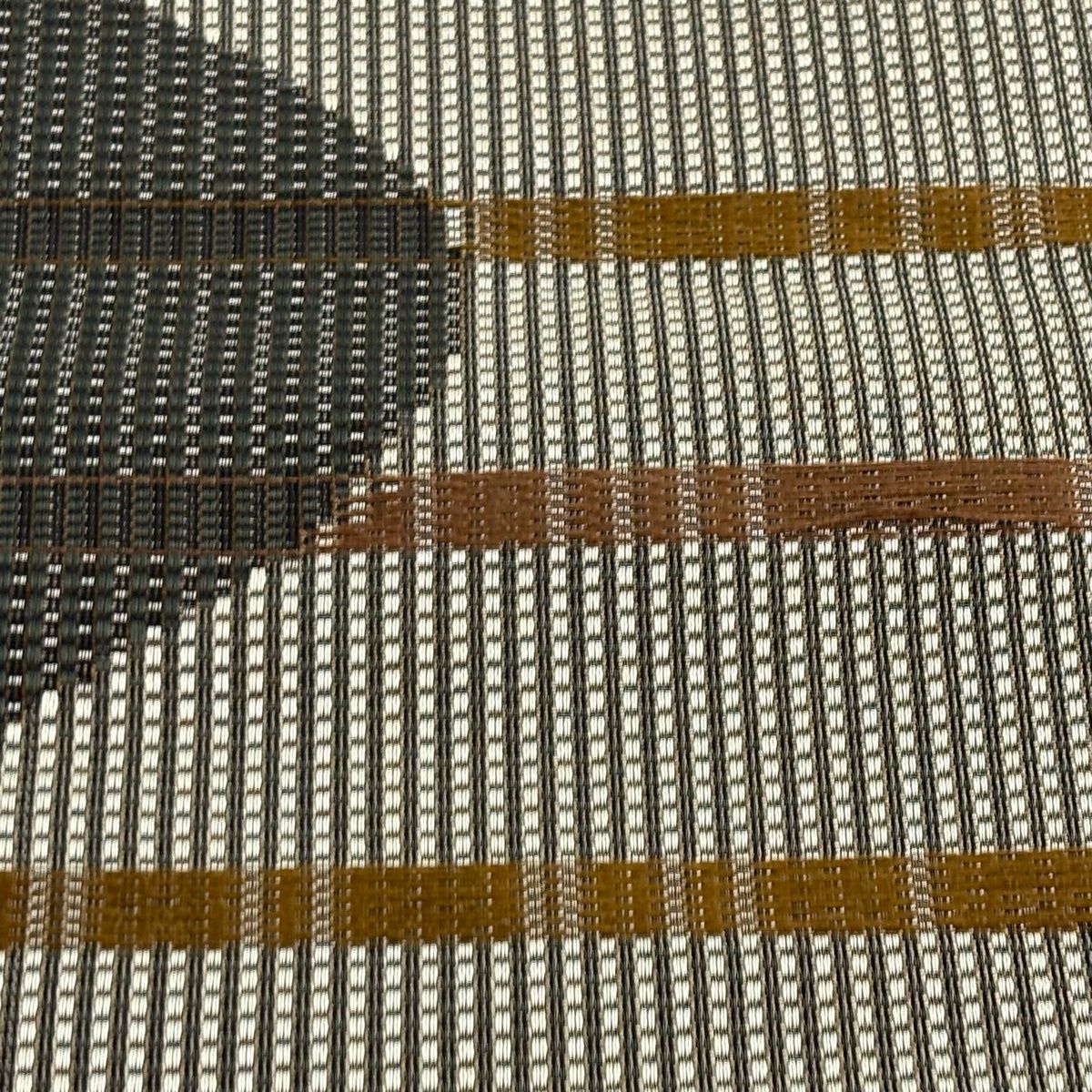 名古屋帯 八寸名古屋帯 松葉仕立て 縞 格子 灰茶 正絹