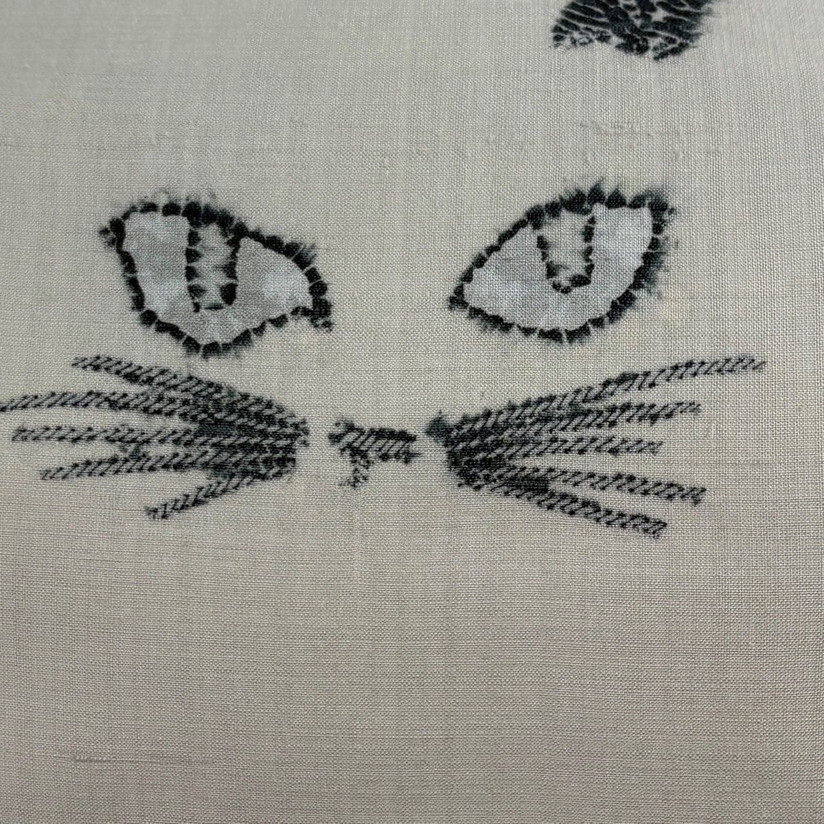 名古屋帯 青柳 落款 奇翠 紬地 猫 灰緑 正絹