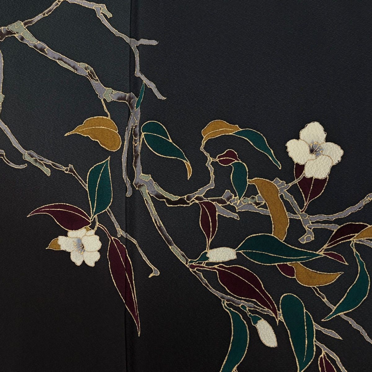 付下げ 身丈162.5cm 裄丈66.5cm M 袷 草野一騎 落款 枝花 金彩 ぼかし