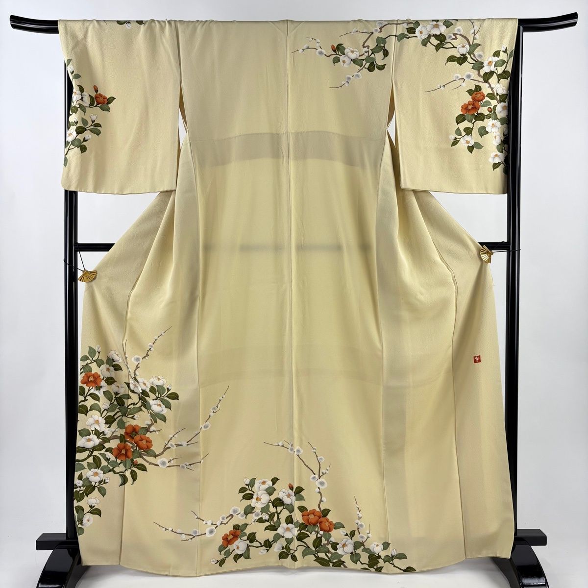 訪問着 身丈166cm 裄丈67.5cm L 袷 花井幸子 やまと 落款 椿 枝梅 金糸 訪問着 身丈166cm 裄丈67.5cm L 袷 花井幸子 やまと 落款 椿 枝梅 金糸