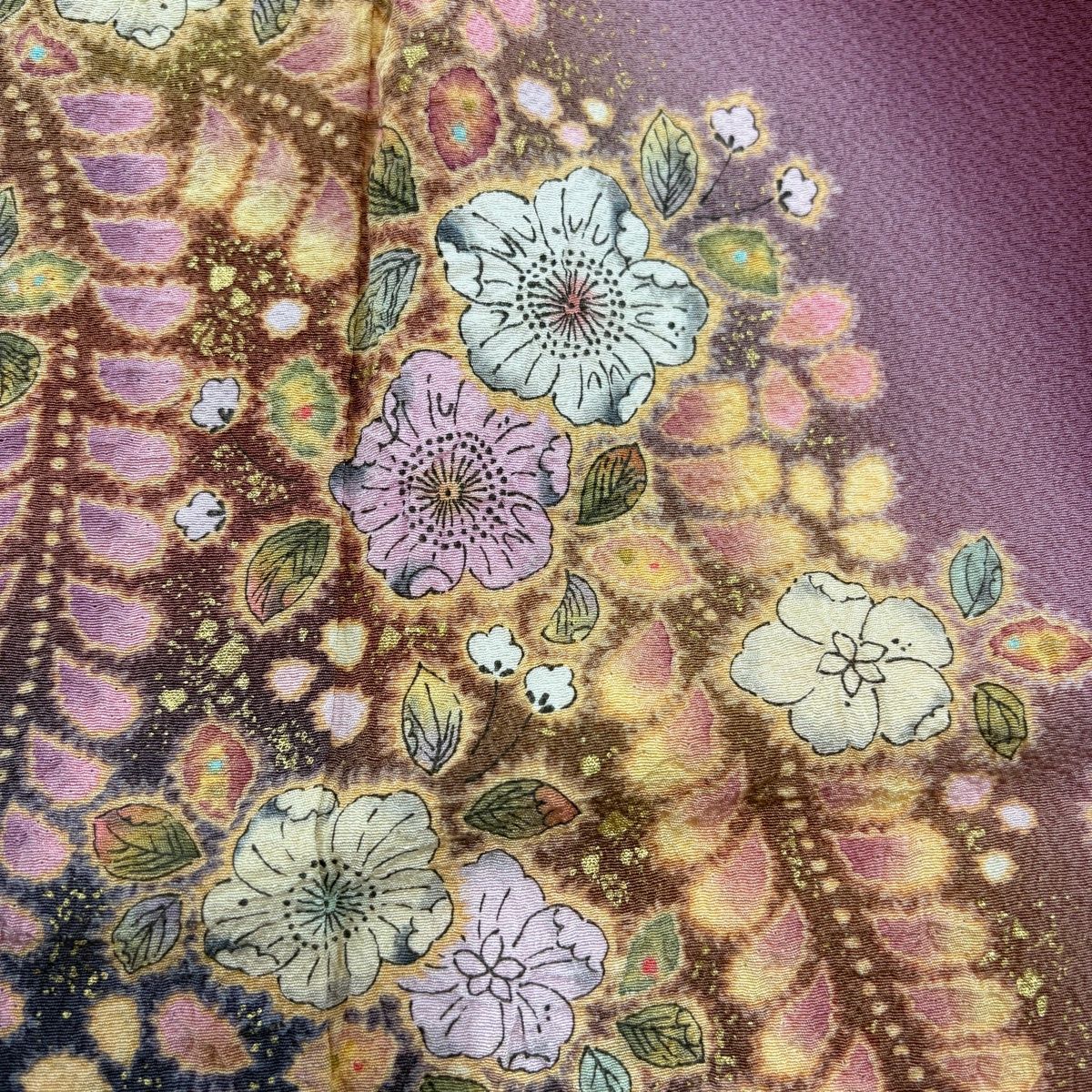 付下げ 身丈155.5cm 裄丈66cm M 袷 翠山工房 やまと 落款 辻が花 金彩