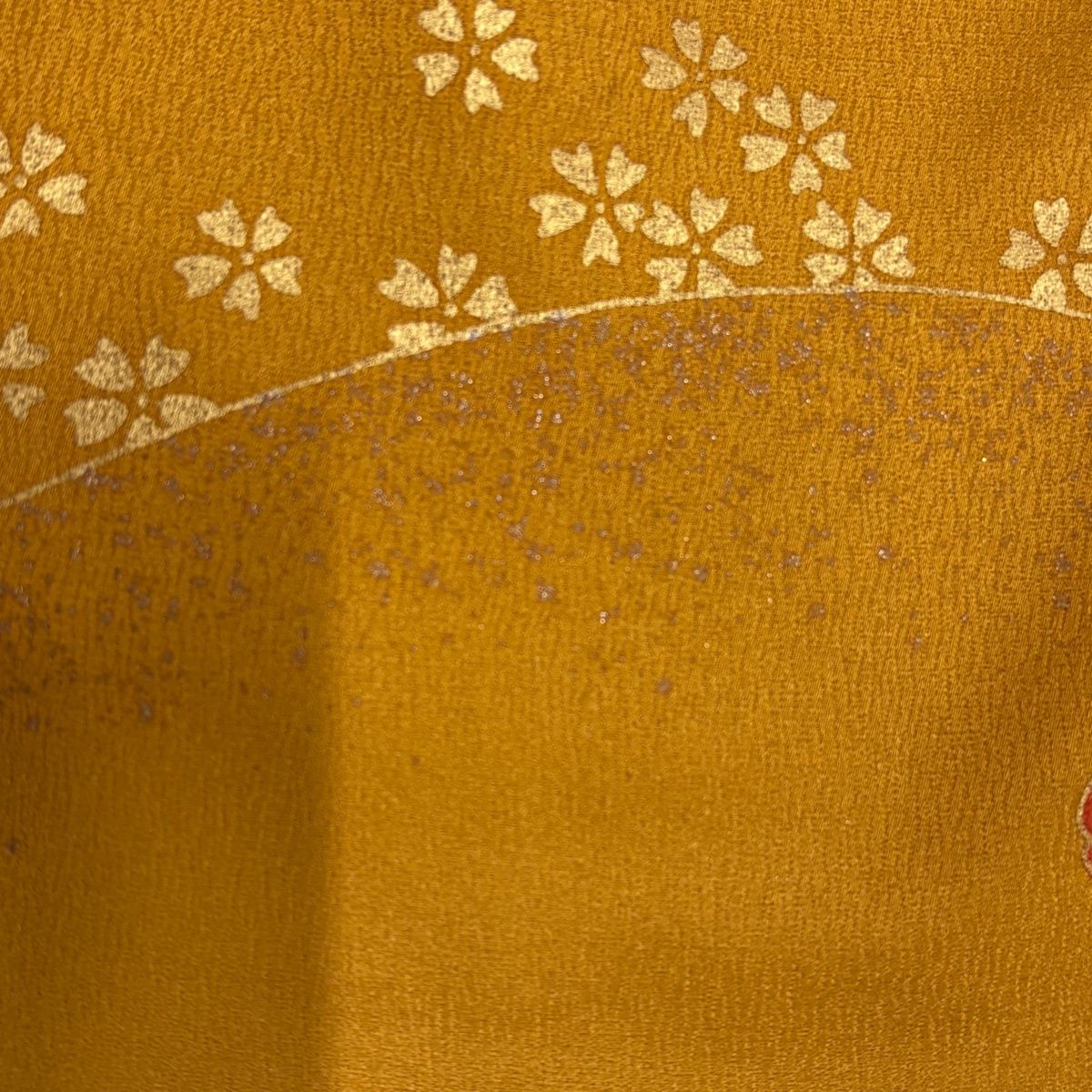  振袖 身丈158 cm 裄丈63 S 袷 牡丹 桜 金彩 染め分け 山吹色 正絹 名品 振袖 着物