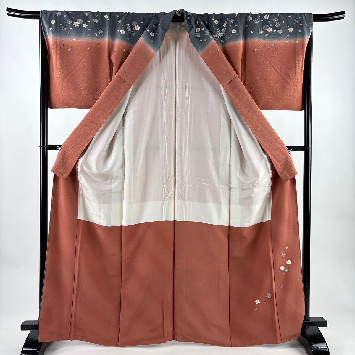 訪問着 身丈164cm 裄丈67cm M 袷 中村乃武夫 落款 枝梅 桜 金彩