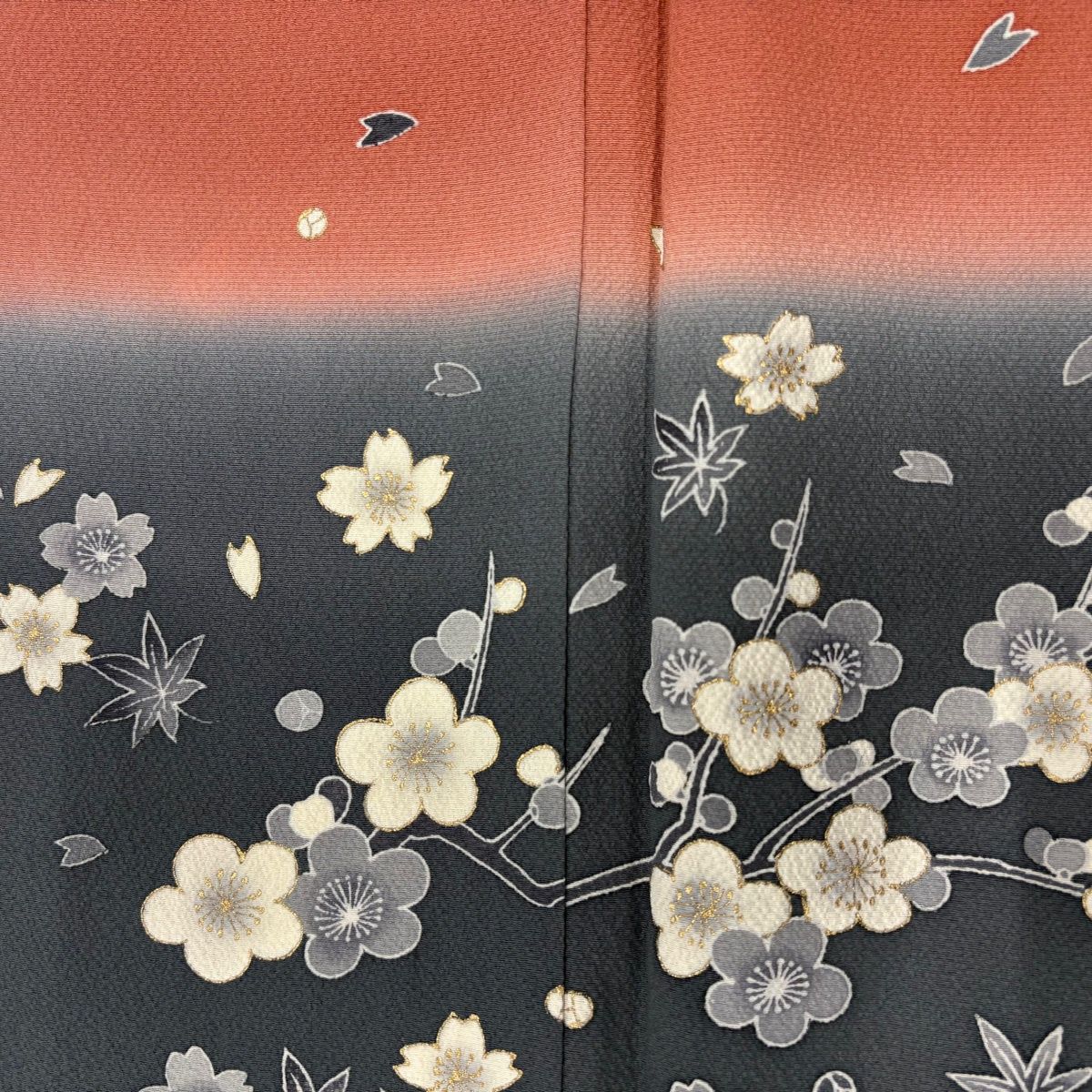 訪問着 身丈164cm 裄丈67cm M 袷 中村乃武夫 落款 枝梅 桜 金彩