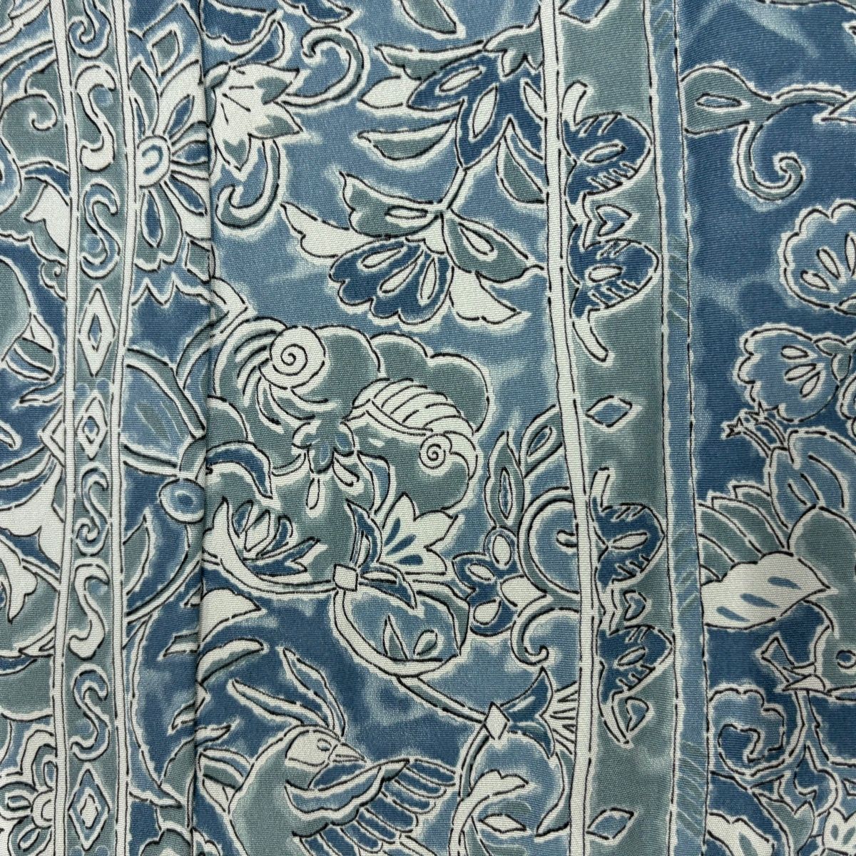  道中着 身丈96.5 cm 裄丈67 M 和装コート 草花 縦縞 青灰色 正絹 羽織 着物 浴衣