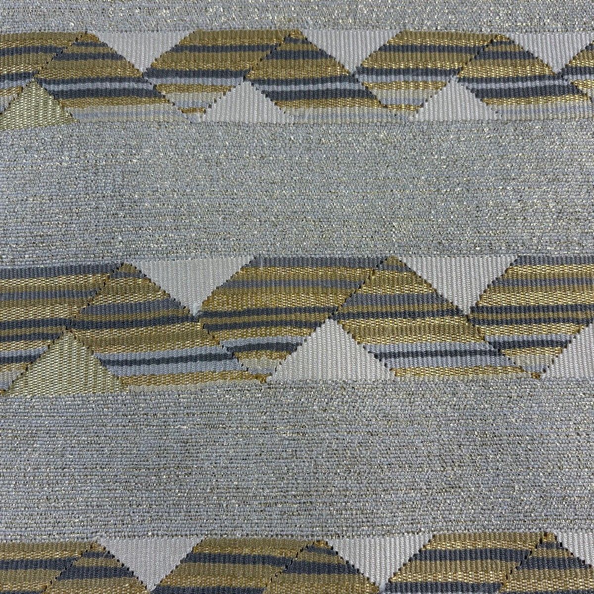 名古屋帯 秀品 縞 幾何学模様 金糸 箔 金色 正絹
