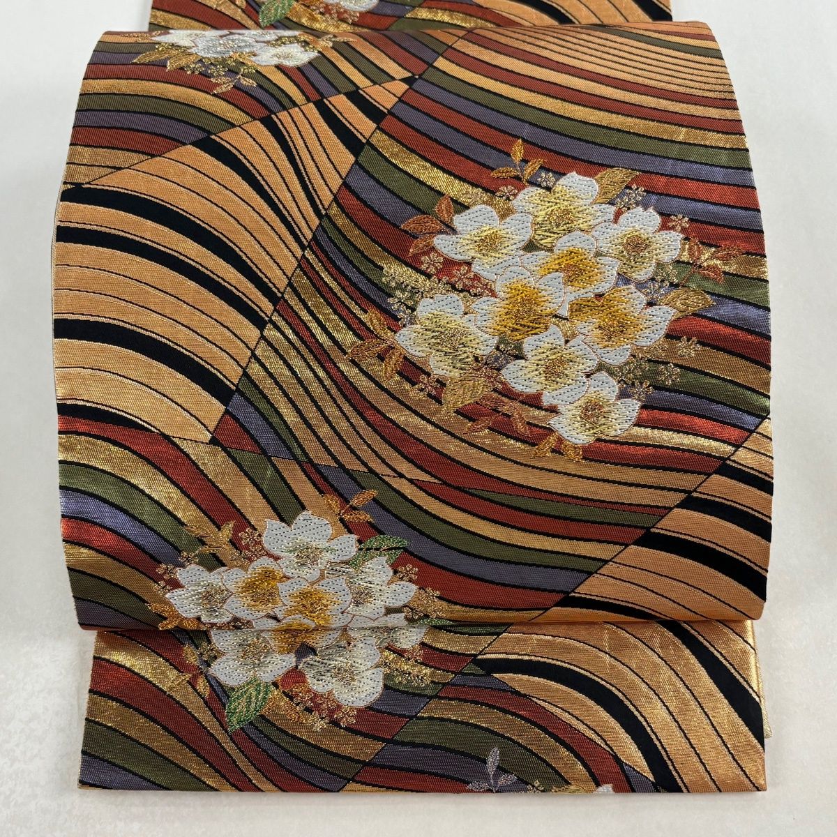 着物月花 引箔 鳳凰 華文様 袋帯 六通柄 正絹 金銀糸 ob040 袋帯中古六