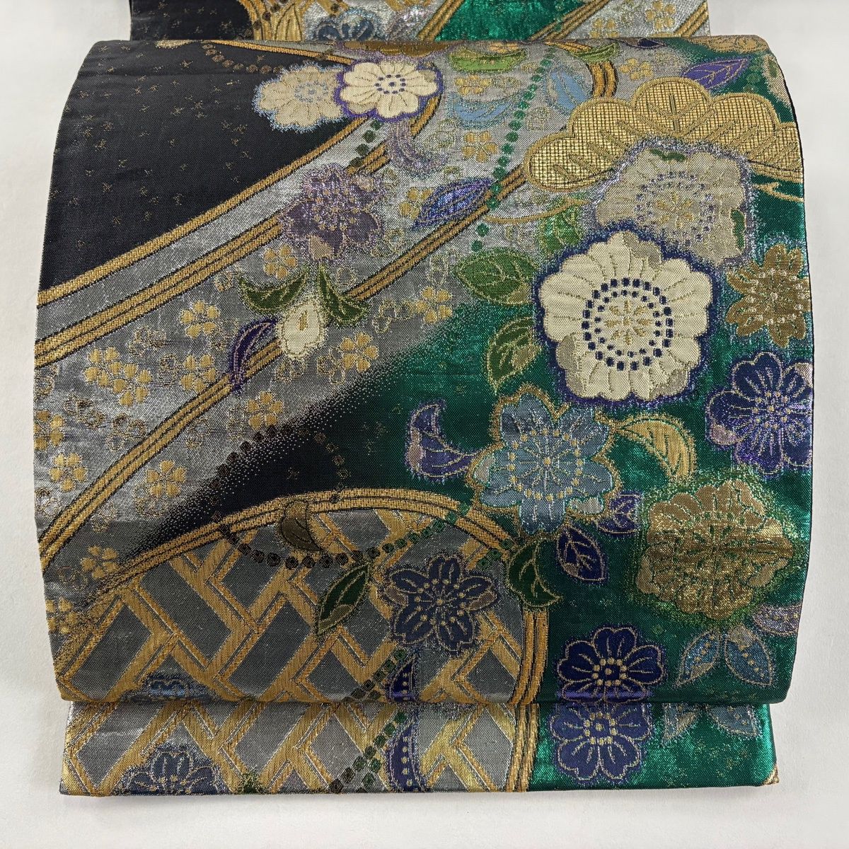 袋帯 秀品 辻が花柄 流水 箔 金糸 緑 六通 正絹 【中古】 - メルカリ