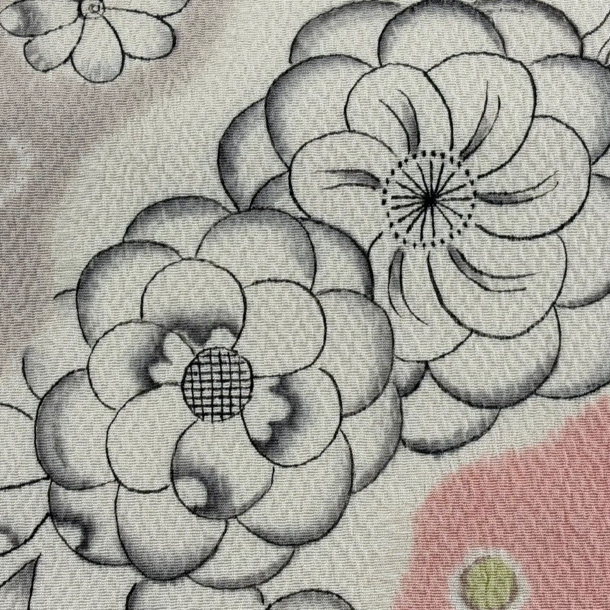 名古屋帯 秀品 落款 辻が花柄 花唐草 ピンク 正絹