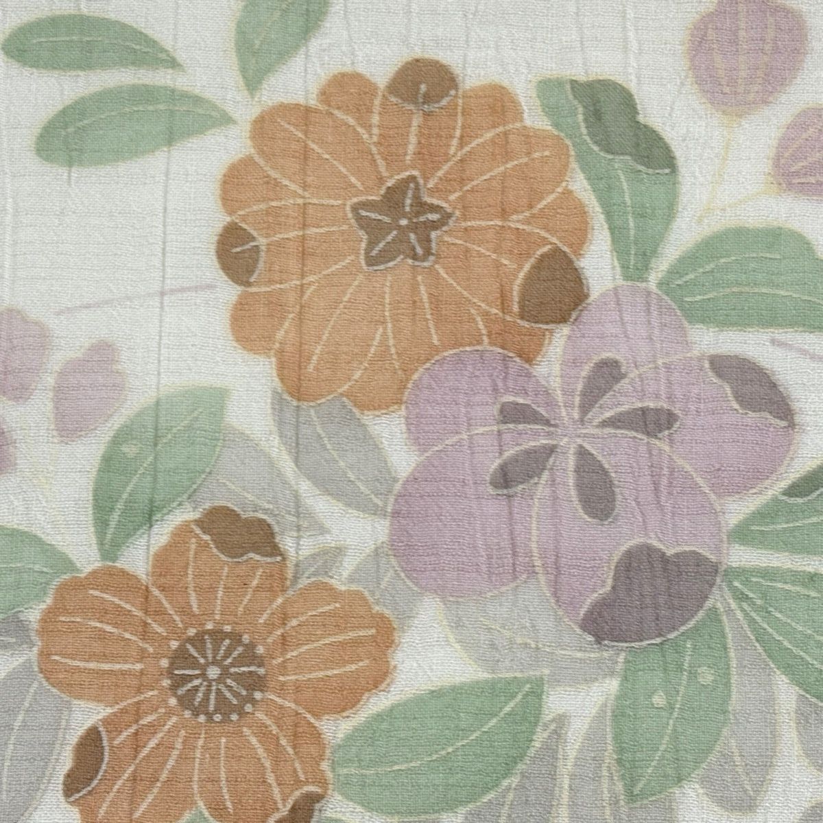 名古屋帯 秀品 夏帯 草花 クリーム 正絹