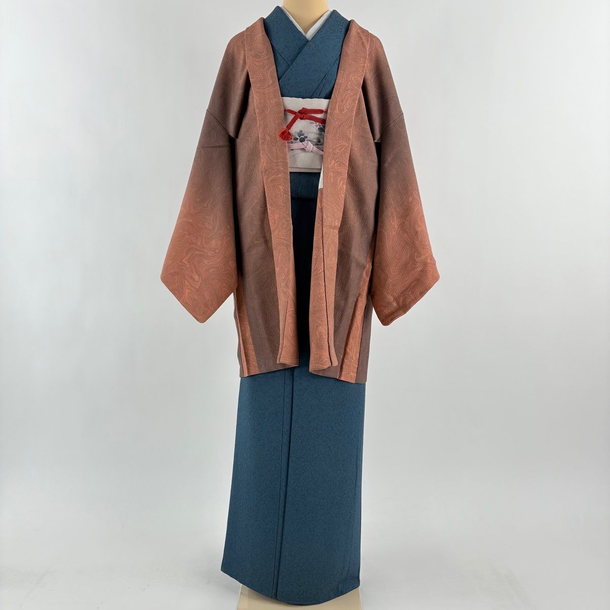 羽織 身丈85.5 cm 裄丈68 L 墨流し ぼかし 薄茶色 正絹 秀品