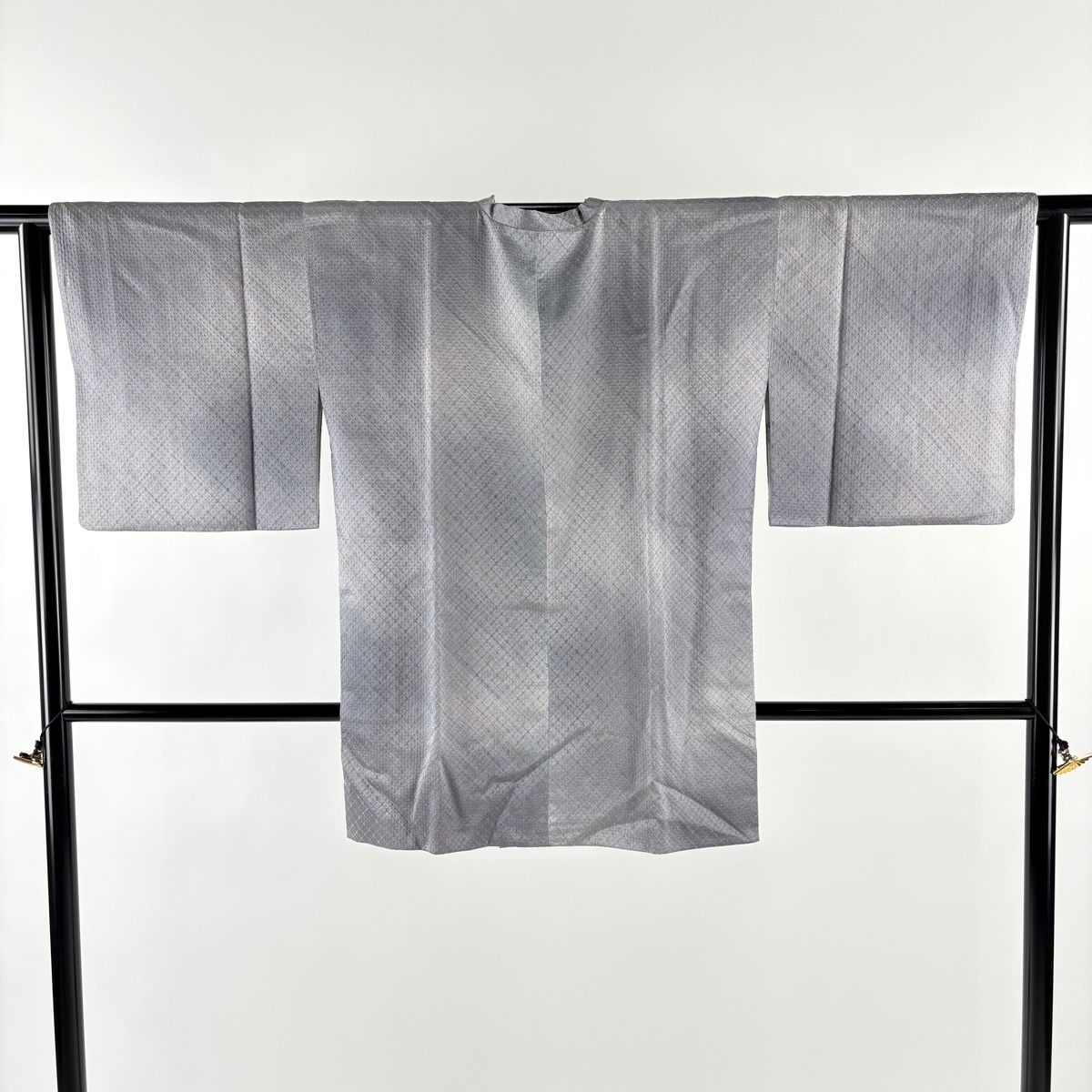 道行 身丈83.5 cm 裄丈64 M 和装コート 角衿 地紋 ぼかし 灰色 正絹 秀品