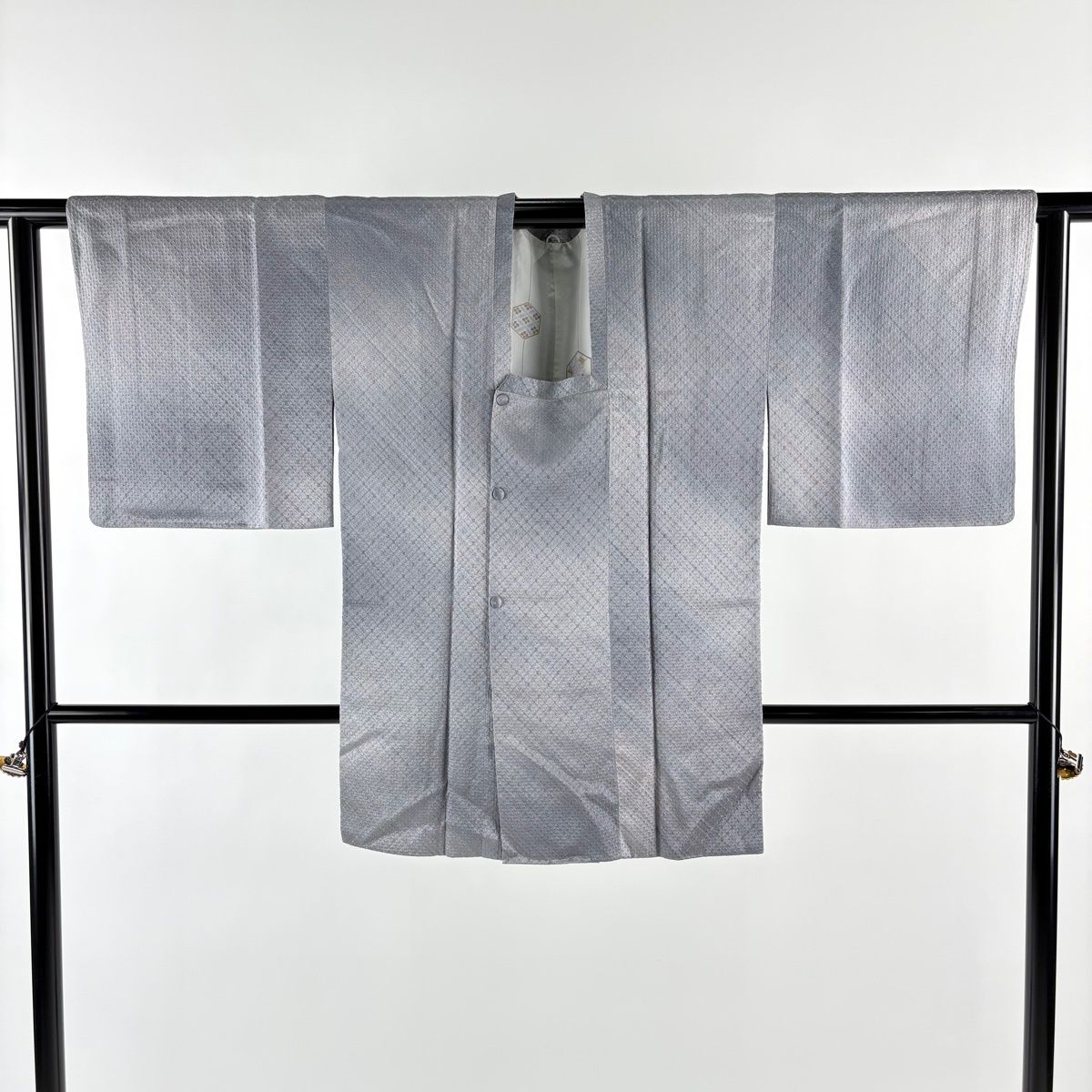  道行 身丈83 5 cm 裄丈64 M 和装コート 角衿 地紋 ぼかし 灰色 正絹 秀品 羽織 着物 浴衣