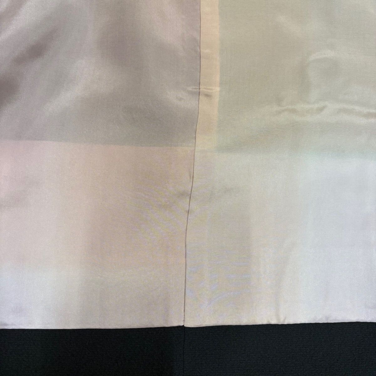  道中着 身丈92.5 cm 裄丈68 L 和装コート 雪輪 若松 銀彩 黒灰 正絹 秀品 羽織 着物 浴衣