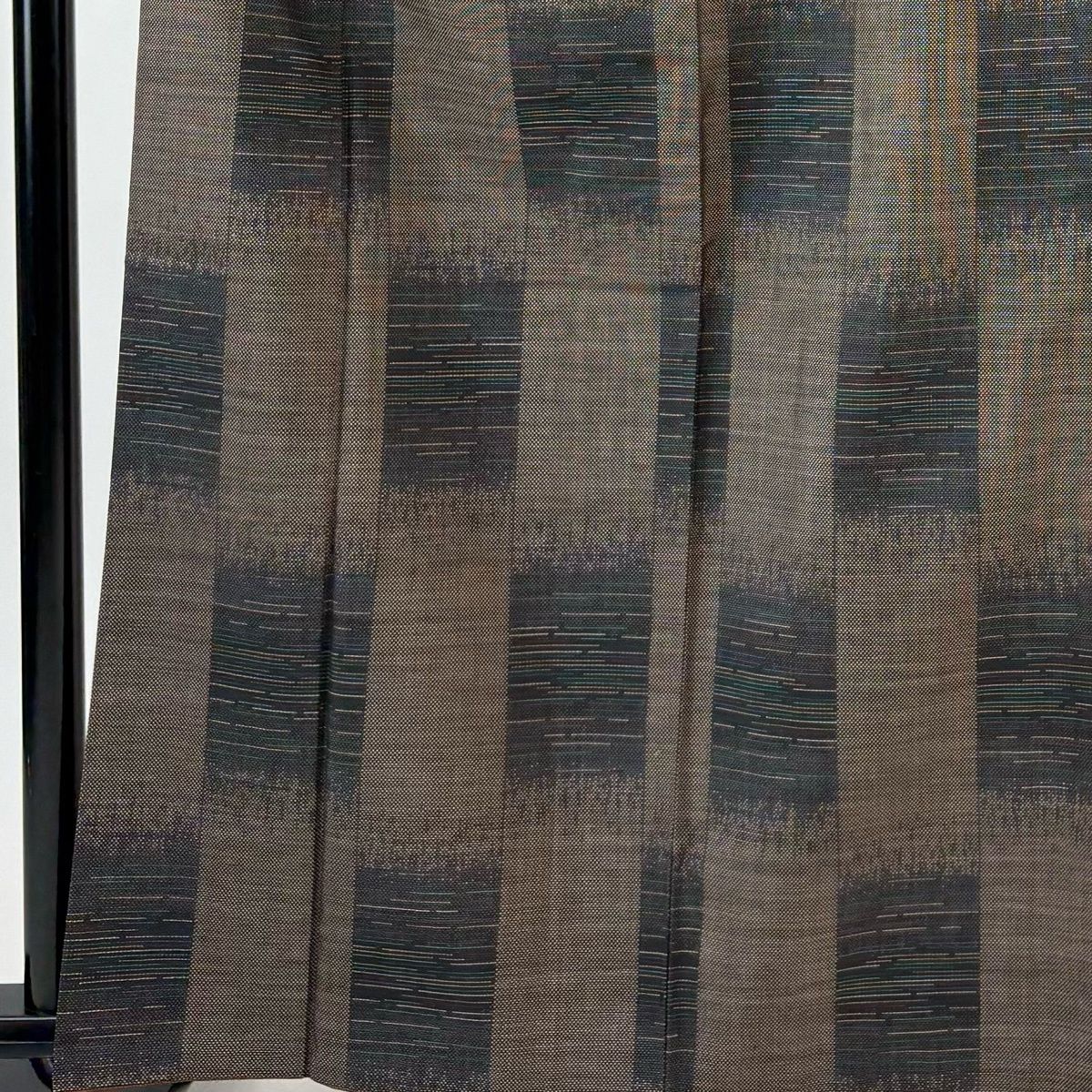 紬 身丈164.5 cm 裄丈67 M 袷 幾何学 変わり市松 茶色 正絹 秀品