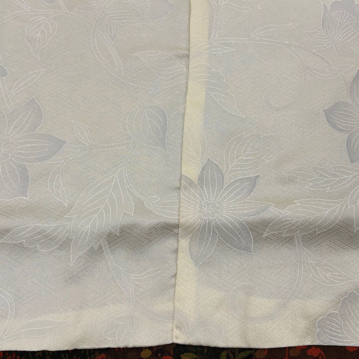  道行 身丈96 cm 裄丈66 5 M 和装コート 角衿 蔦 草花 縮緬 オレンジ 正絹 秀品 羽織 着物 浴衣