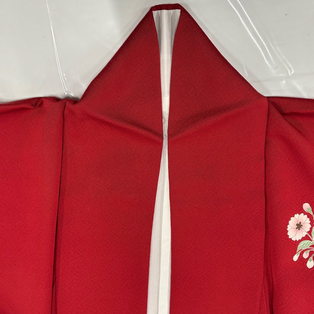  振袖 身丈159 cm 裄丈63 5 S 袷 花車 桜 金彩 ぼかし 赤 正絹 秀品 振袖 着物