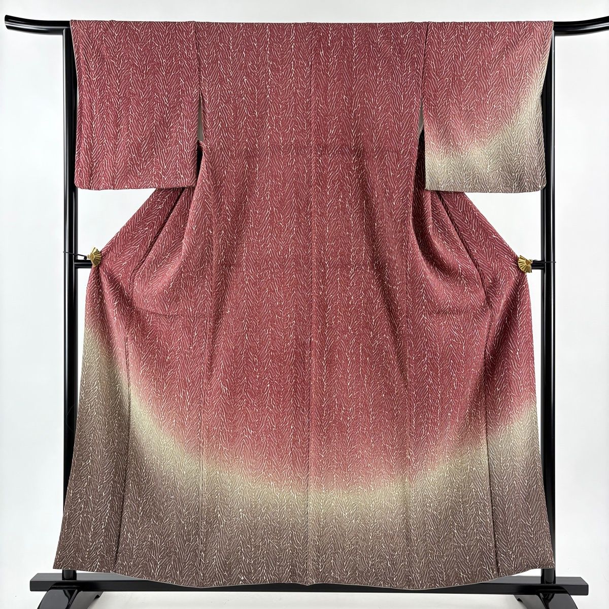 付下げ 身丈156.5cm 裄丈65cm M 袷 縫締め絞り 染め分け 赤紫 正絹 秀