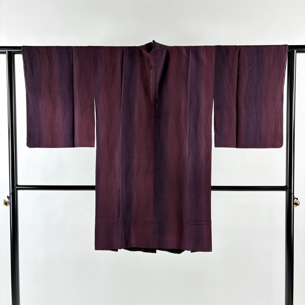 道中着 身丈94 cm 裄丈63 5 S 和装コート 斜縞 紫 正絹 秀品