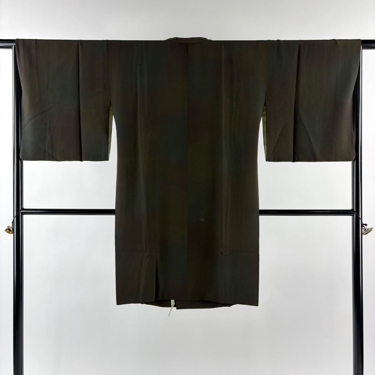 道行 身丈102.5 cm 裄丈66 M 和装コート 角衿 ぼかし柄 焦茶色 正絹 秀品