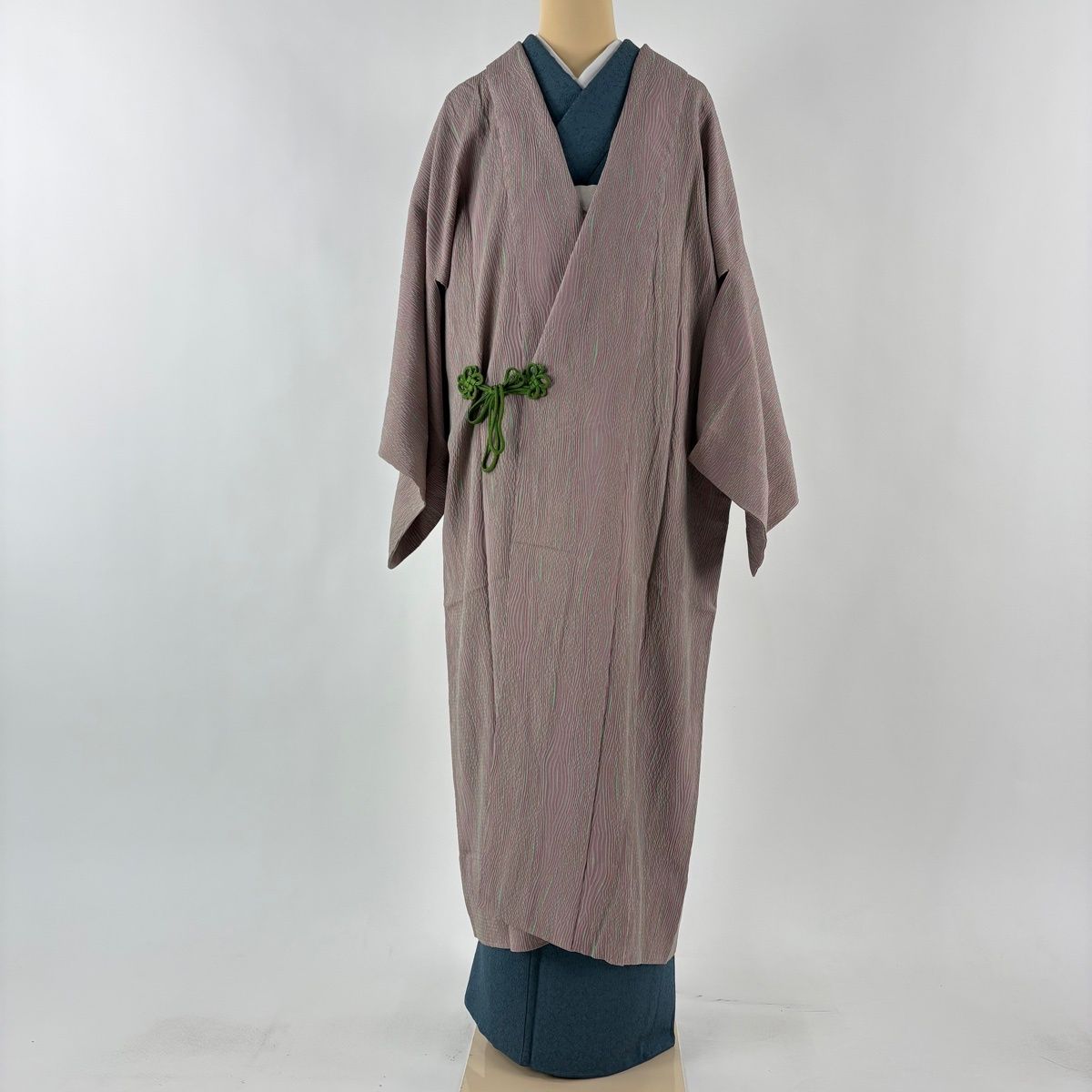道中着 身丈124 cm 裄丈64.5 M 和装コート 幾何学模様 絞り 灰紫 正絹 秀品