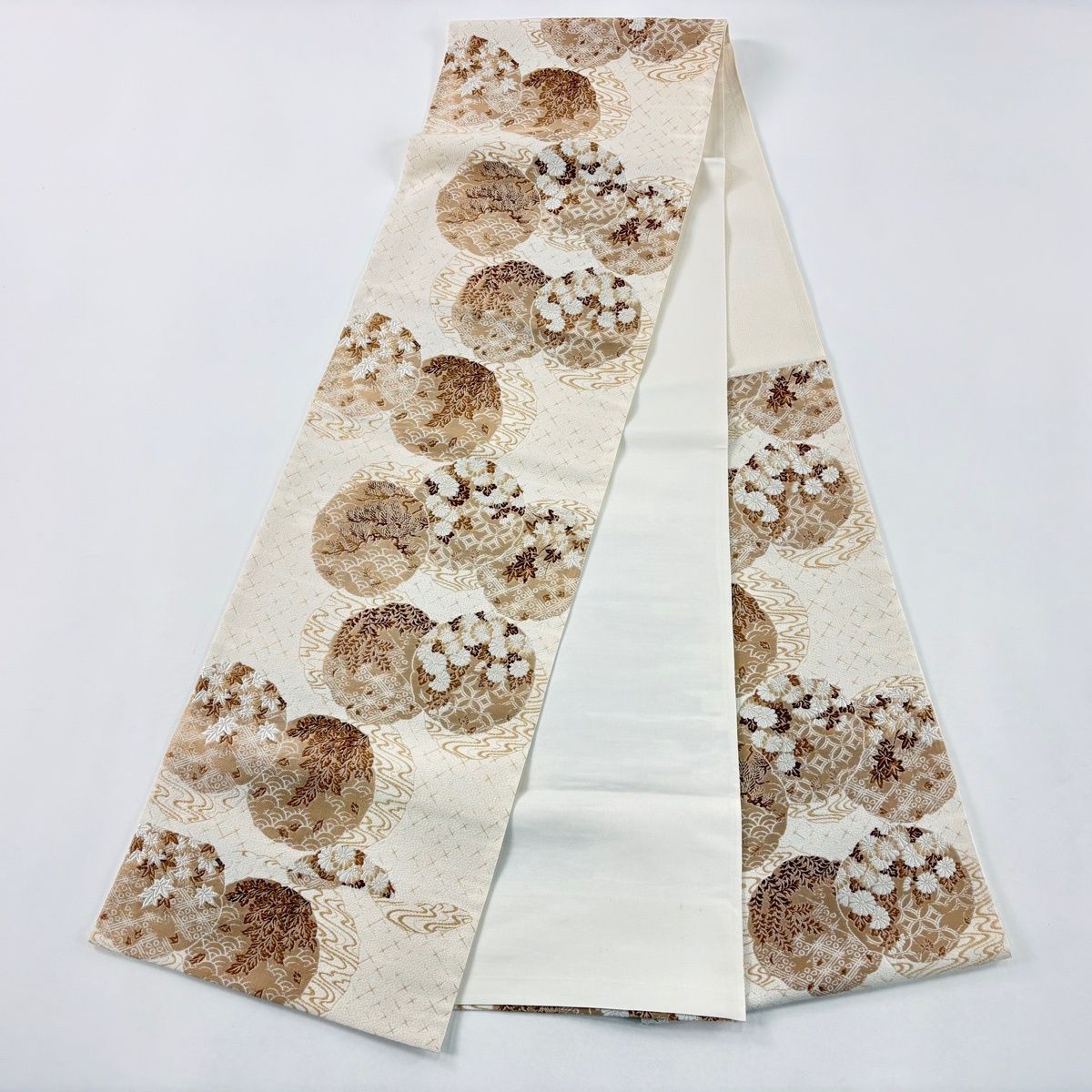 袋帯 秀品 柿渋染 菊 枝葉 刺繍 クリーム 六通 正絹 【中古】 - メルカリ