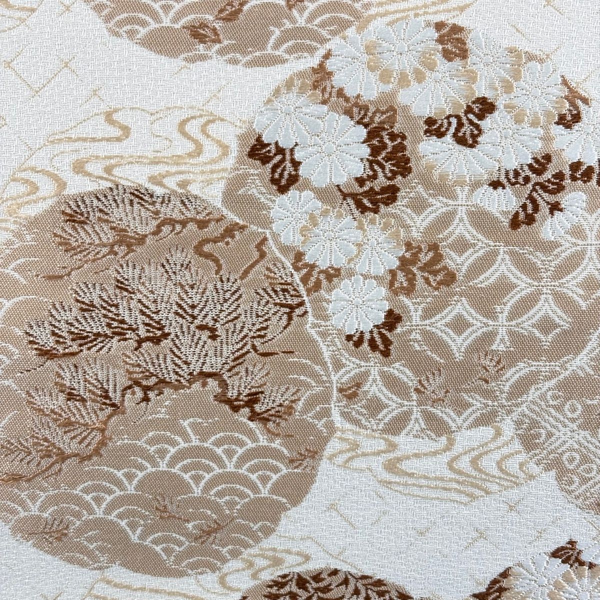 袋帯 秀品 柿渋染 菊 枝葉 刺繍 クリーム 六通 正絹 【中古】 - メルカリ