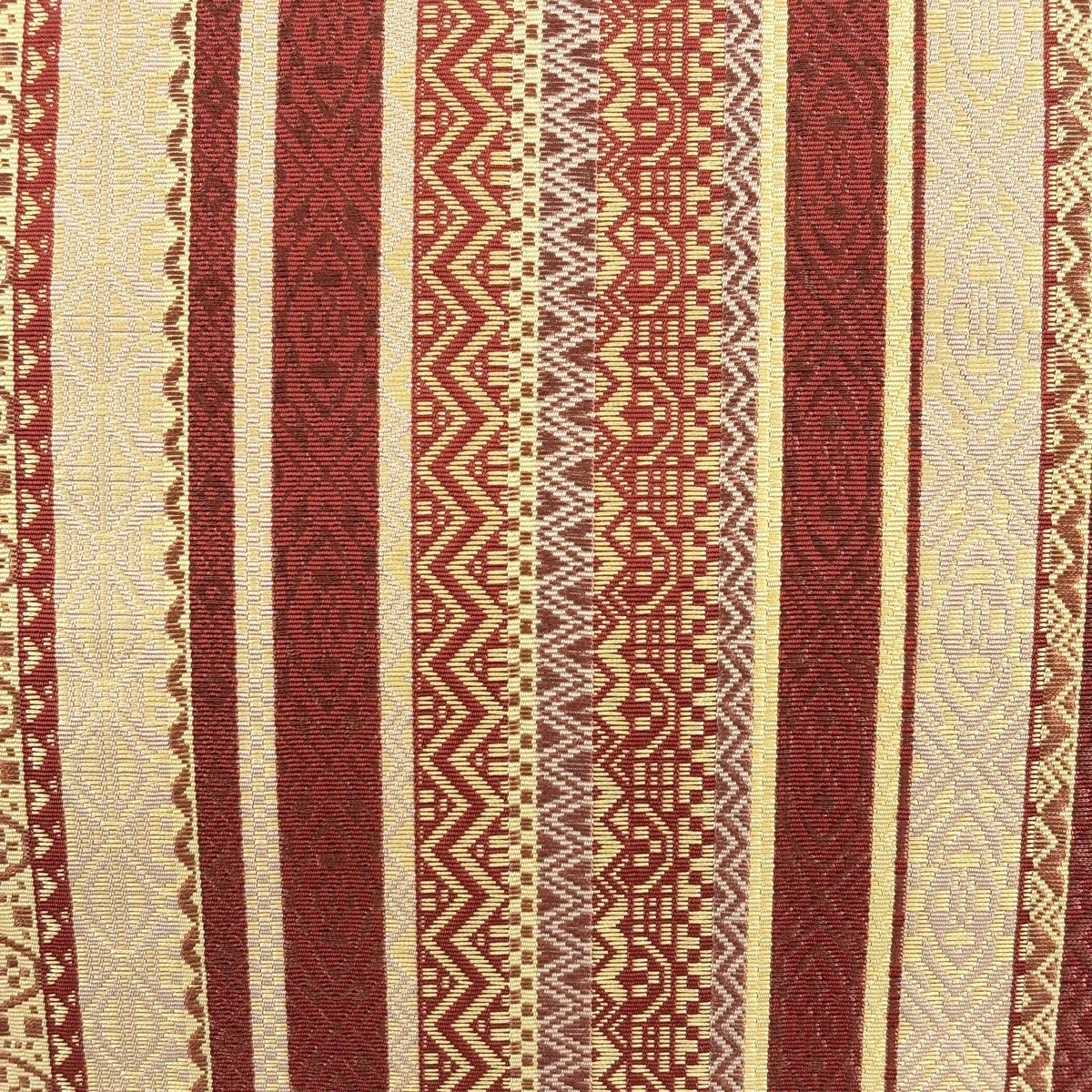 名古屋帯 秀品 縞 幾何学模様 えんじ色 正絹