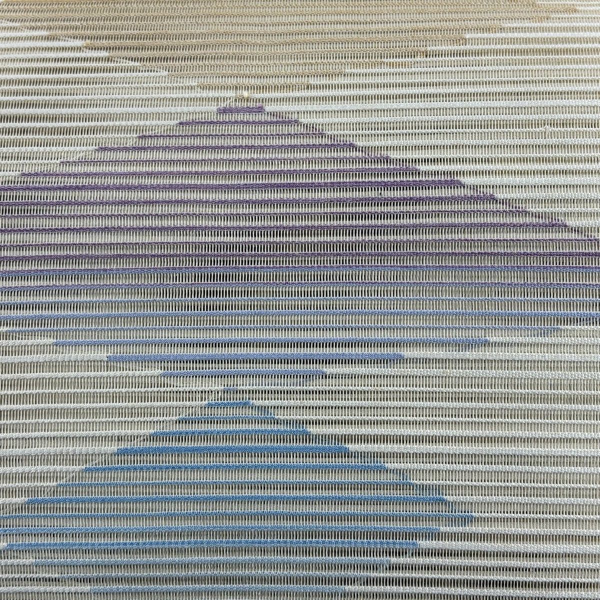 名古屋帯 秀品 松葉仕立て 八寸名古屋帯 夏帯 絽 幾何学模様 縞 ベージュ 正絹