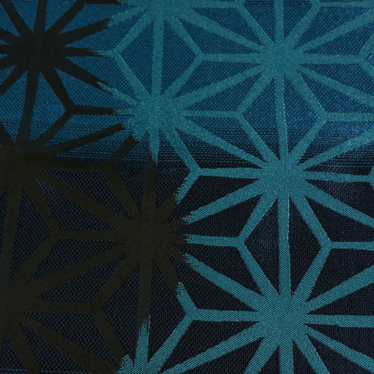 袋名古屋帯 秀品 麻の葉 段縞 青 正絹