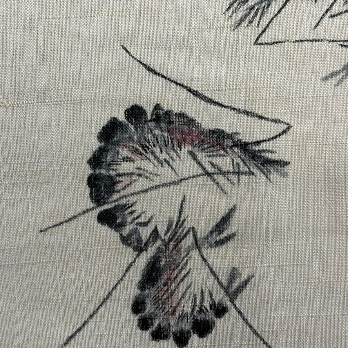 名古屋帯 秀品 落款 紬地 八寸名古屋帯 松葉仕立て えび クリーム 正絹