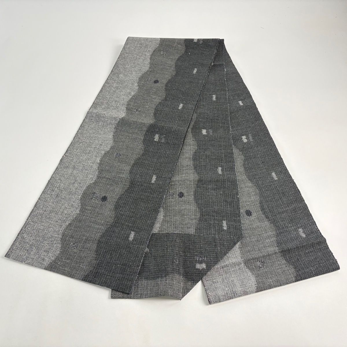 SO-391 名古屋帯 松葉仕立て 六通 八寸 紬 抽象文様 上質 モダン